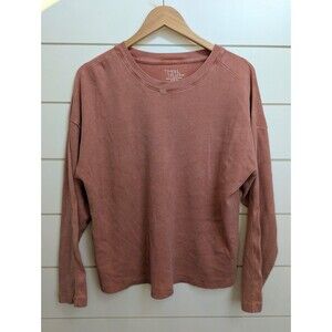 Grungy Acid Wash Waffle Thermal Women's Long Sleeve Pink Shirt Sleeve Insert L